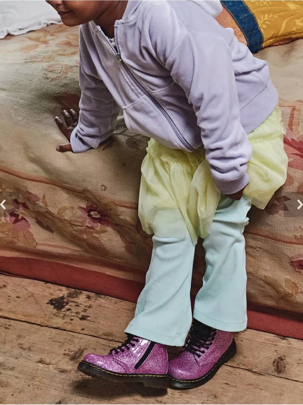 Dr. Martens Kids 1460 Glitter J Pink Purple Sparkle Boots Size US 2 EU 33